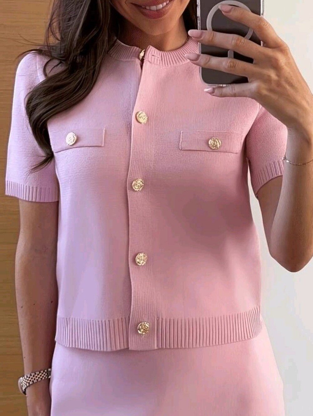 Summer Autumn Women's Elegant Fashion Knit Short Sleeve Top, Street Commute Casu - Picture 3 of 6